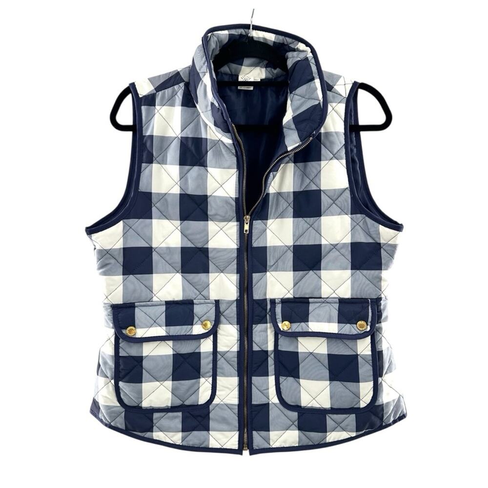 Artisan NY Blue & White Buffalo Plaid Quilted Puffer Vest Women's Size Large